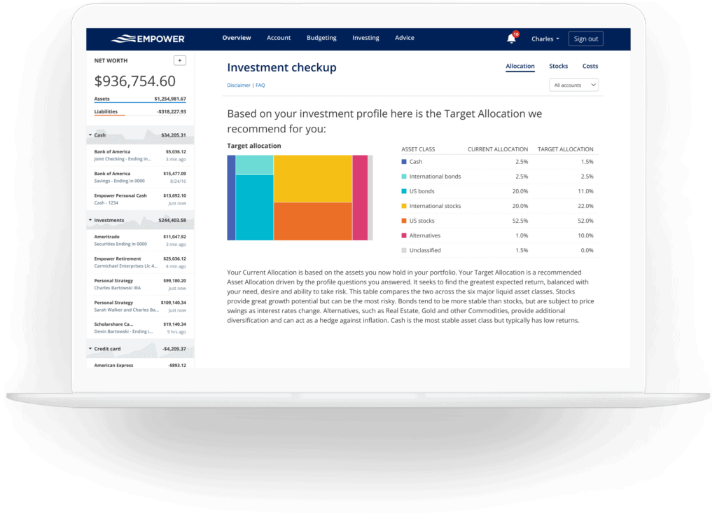 Empower's investment checkup tool